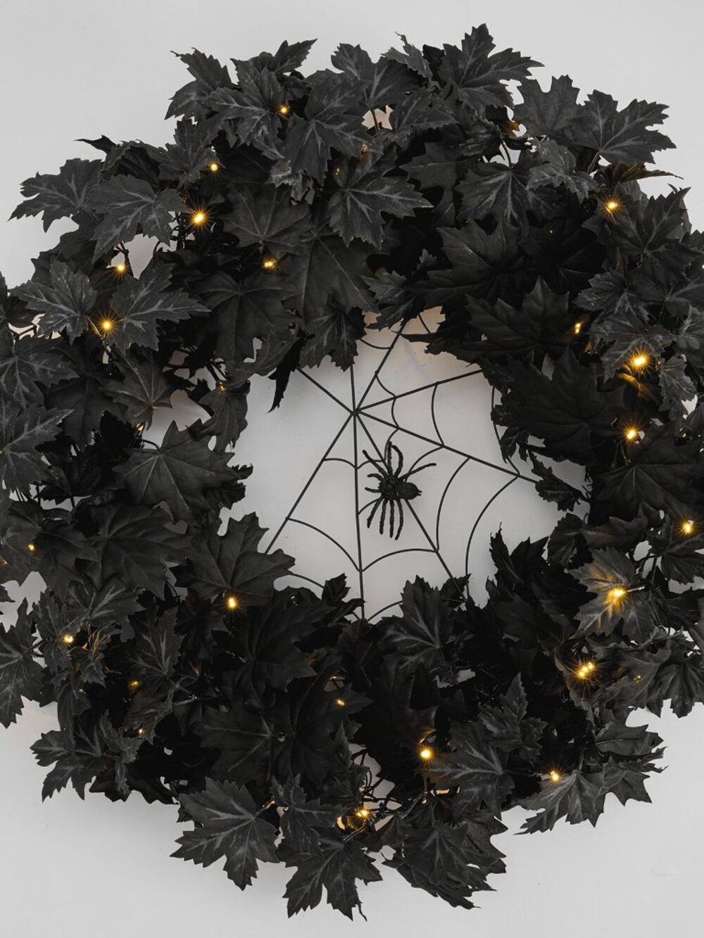 Pottery Barn Black Spider Lit Halloween Wreath